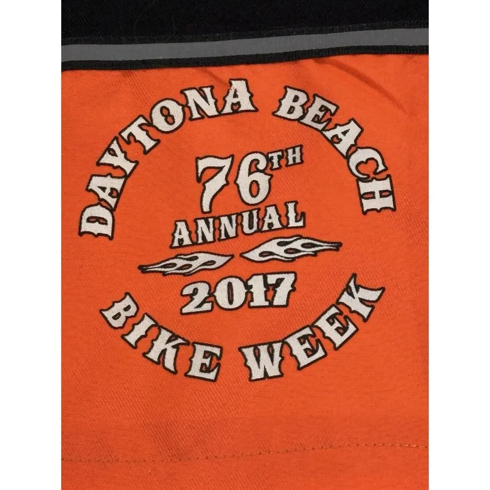 Biker's Pride Daytona Beach 76th Annual Bike Week 2017 Men XL Orange Black Shirt